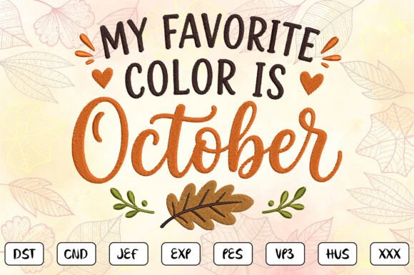 Download October Fall Embroidery Design - Premium Resources
